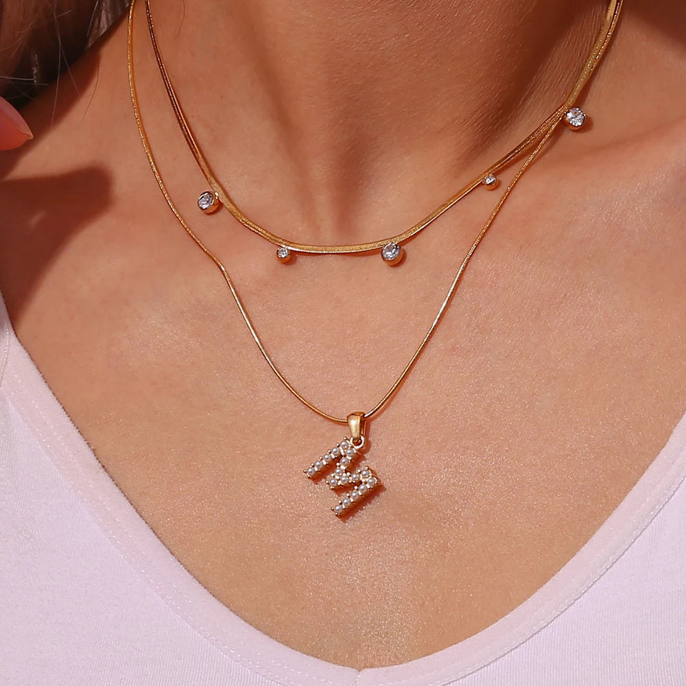 18k Pearl Initial Snake Chain