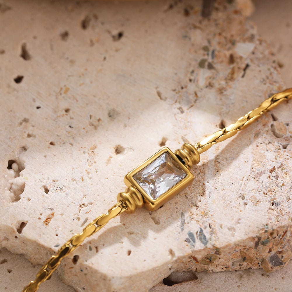 18k Square Gem Bangle