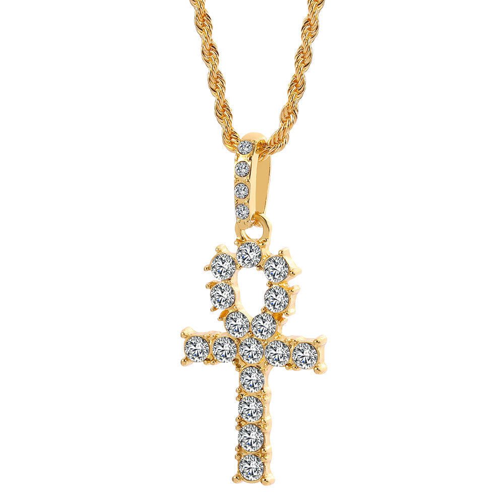 Iced Ankh Cross Necklace