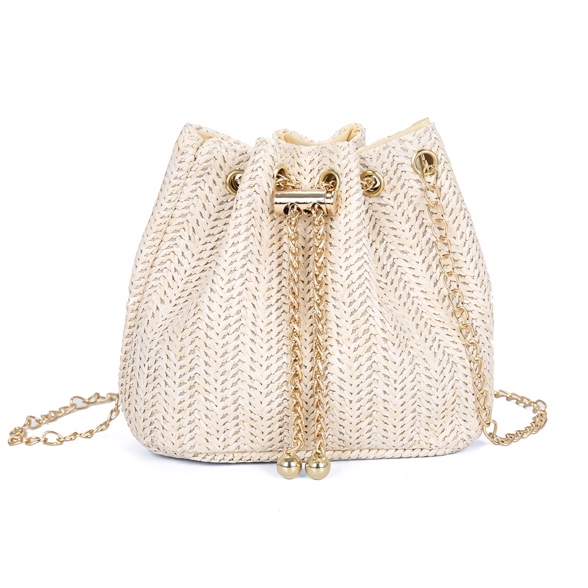Chevron Weave Bucket Bag