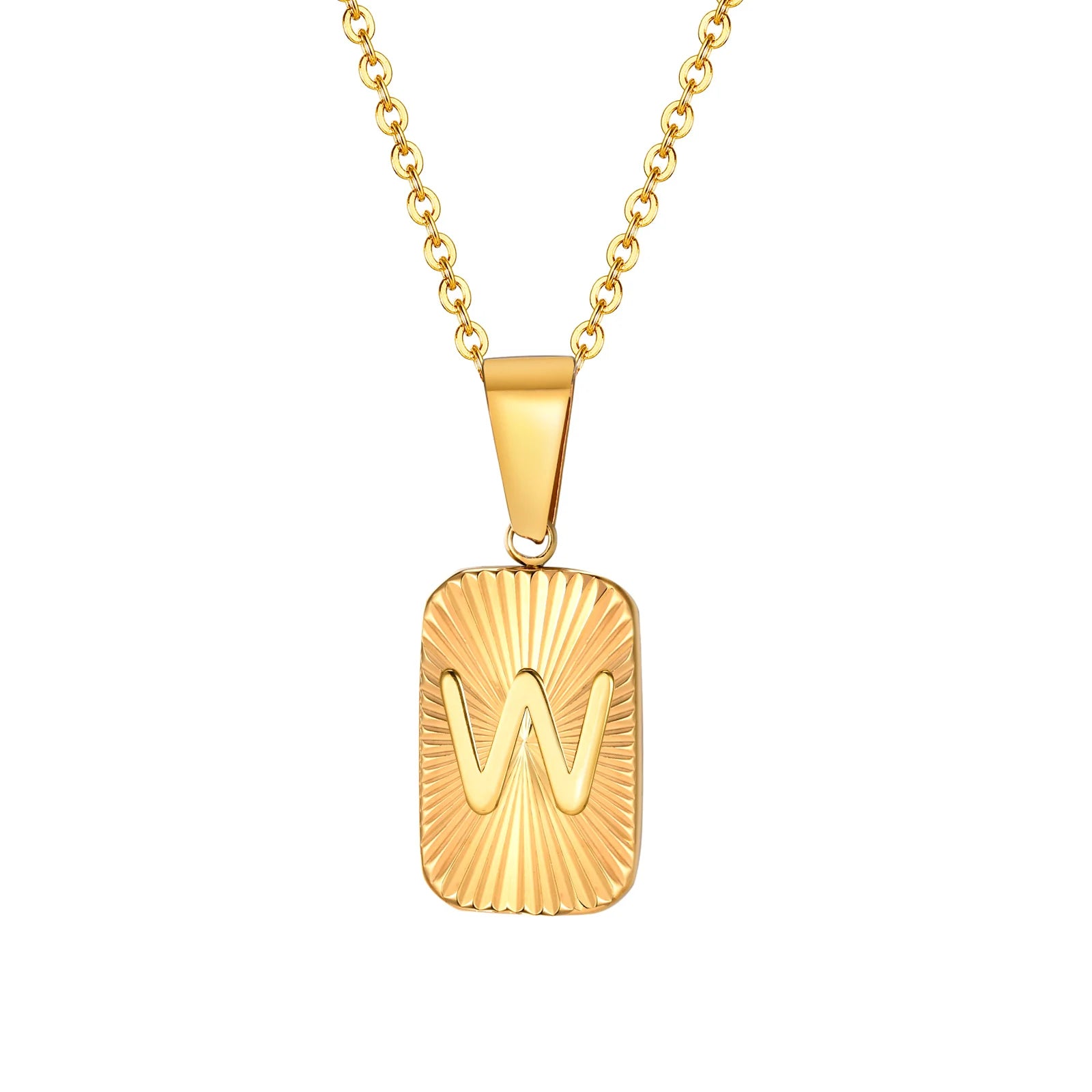 18k Square Ray Initial Necklace