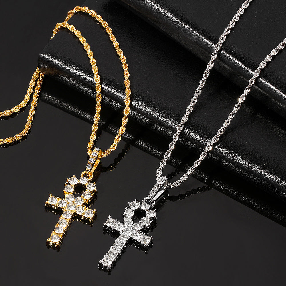 Iced Ankh Cross Necklace