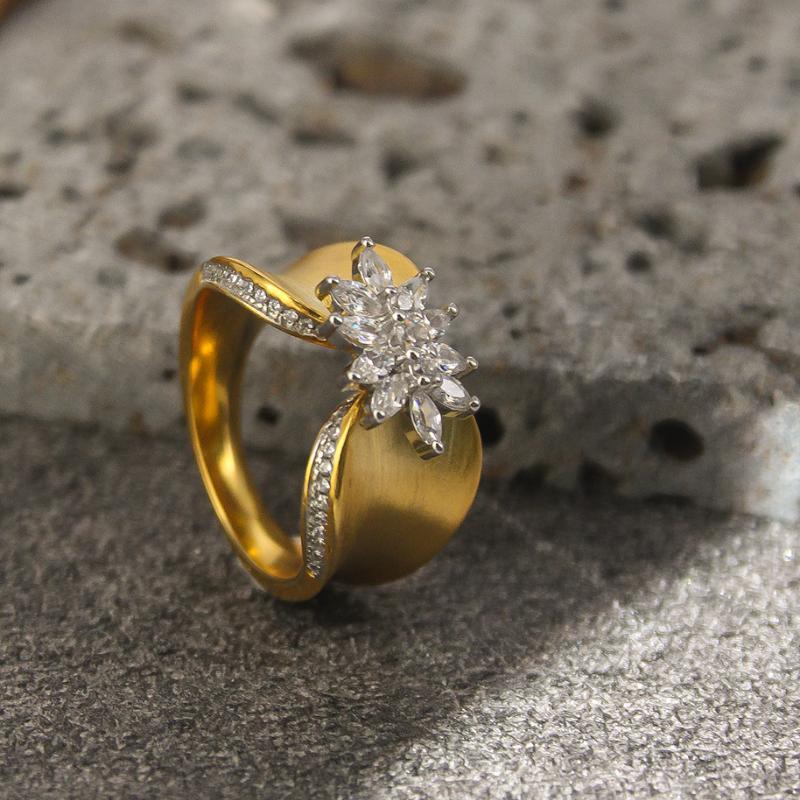 Brushed Crystal  Butterfly Ring