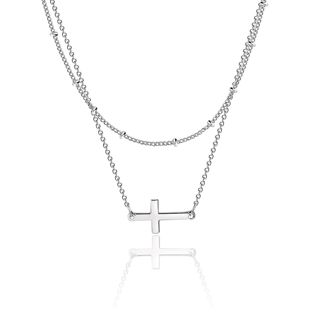 2PC 14k Dainty Cross Layering Necklaces