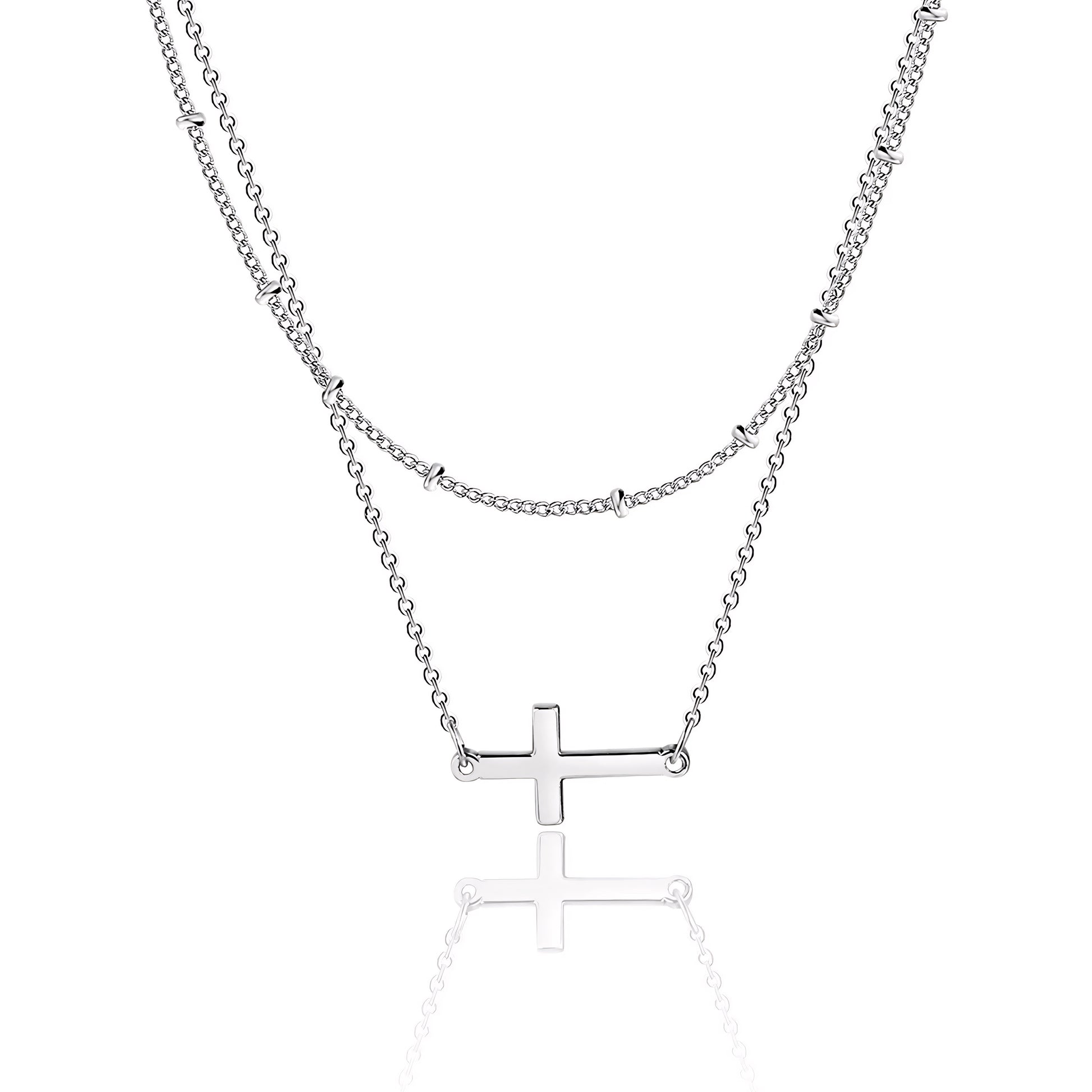 2PC 14k Dainty Cross Layering Necklaces