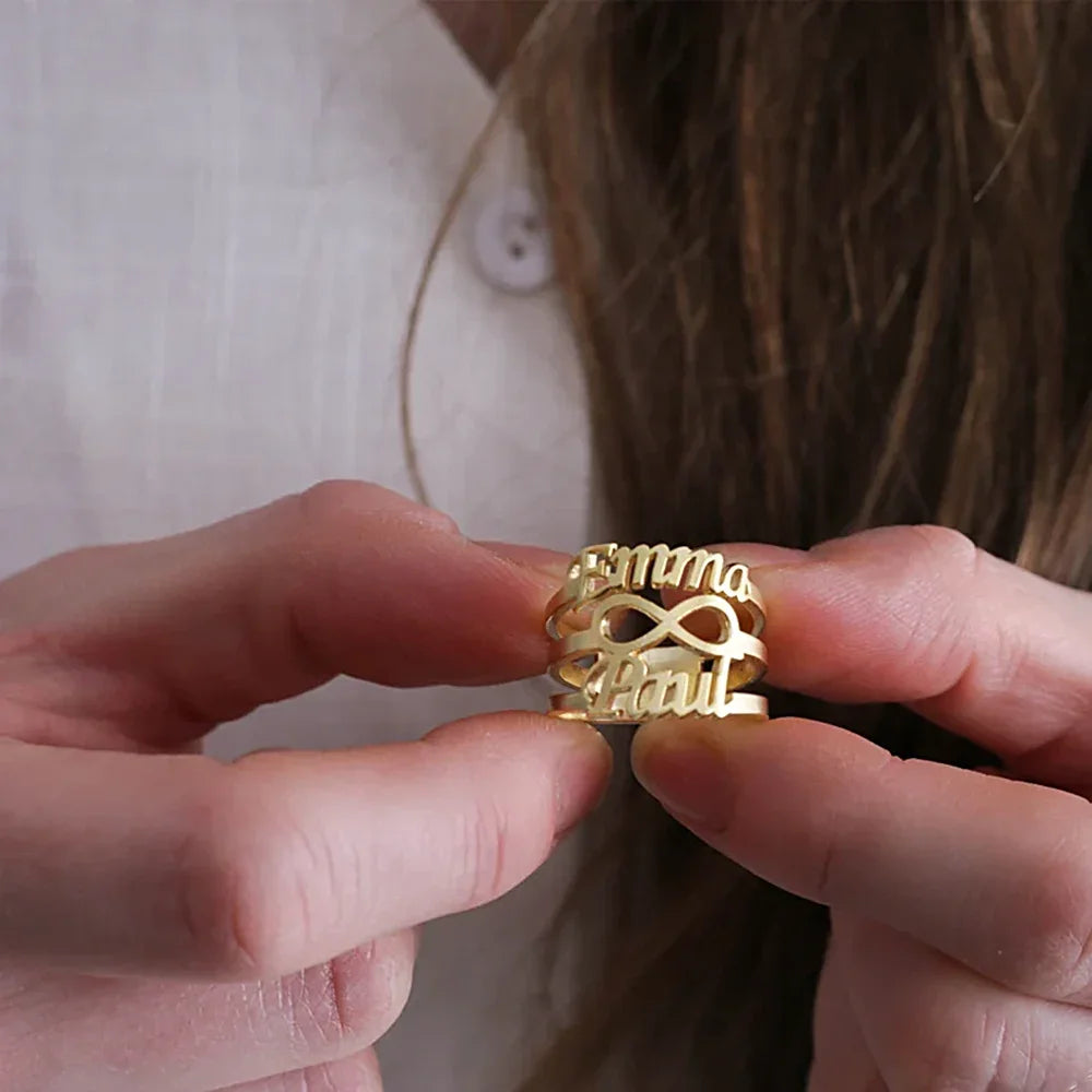 Custom Infinity Ring Custom Infinity Double Name Ring – Huenaut