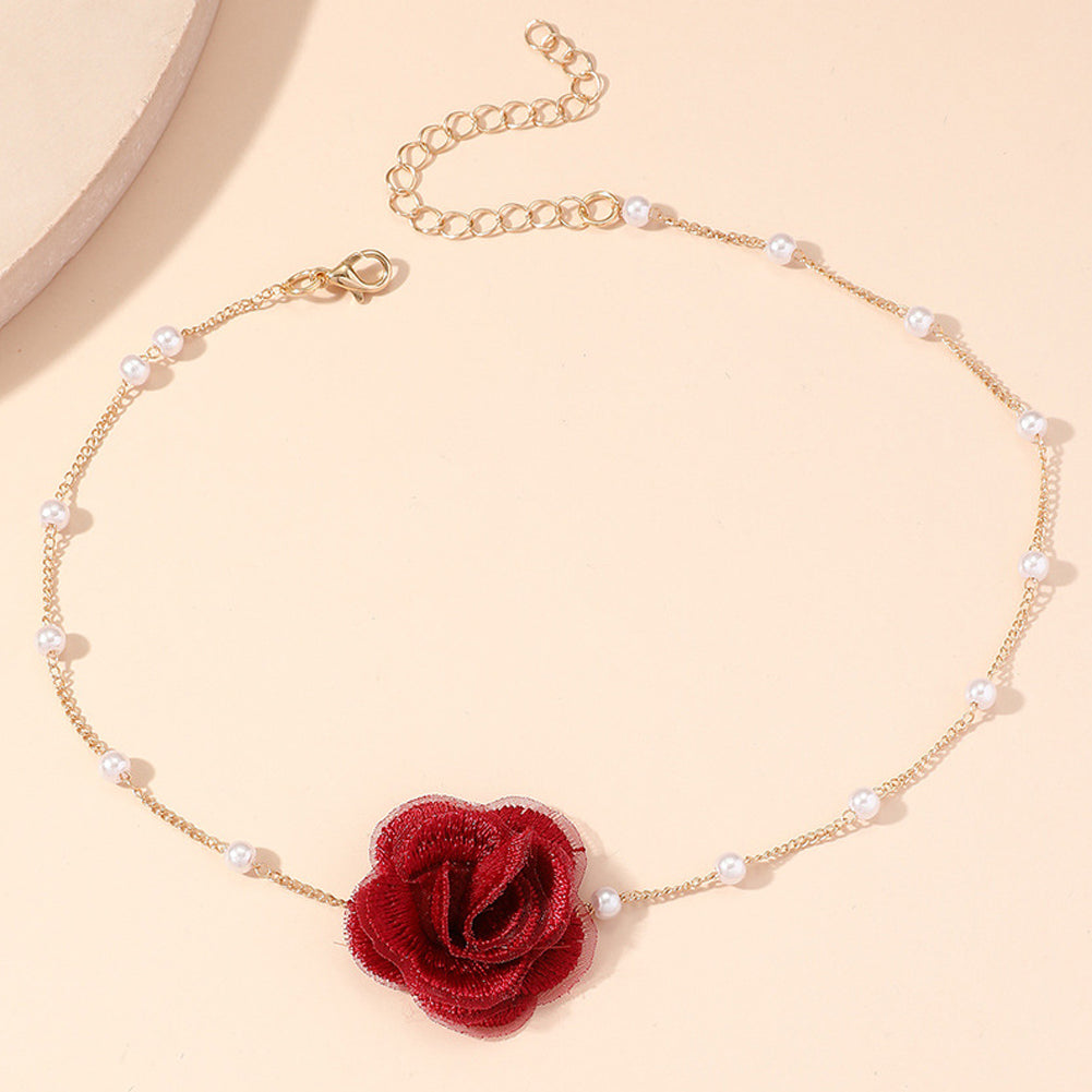 Rose & Pearl Choker Necklace