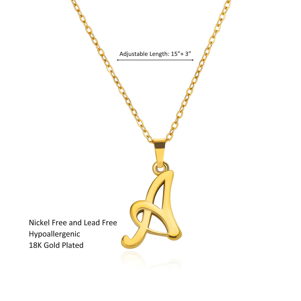 18k Cursive Initial Necklace