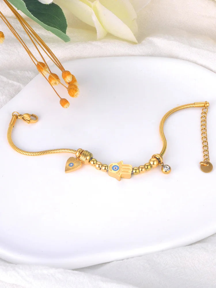 Evil Eye Cable Charm Bracelet