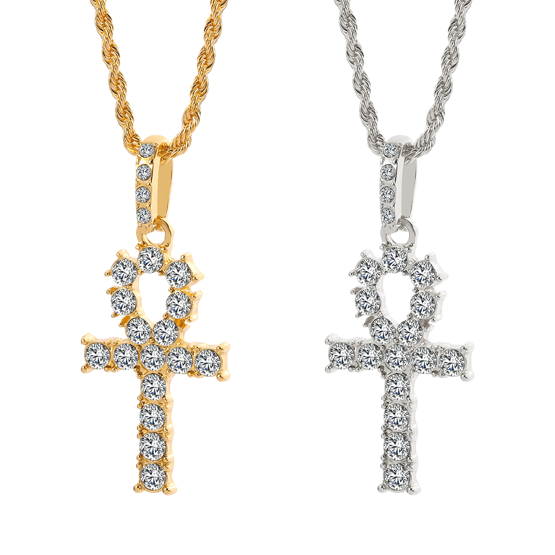 Iced Ankh Cross Necklace
