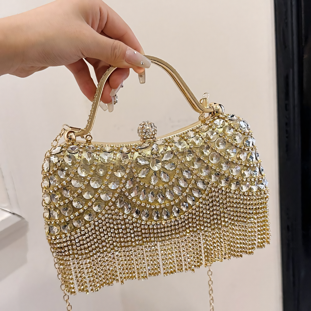 Crystal Tassel Evening Clutch Bag