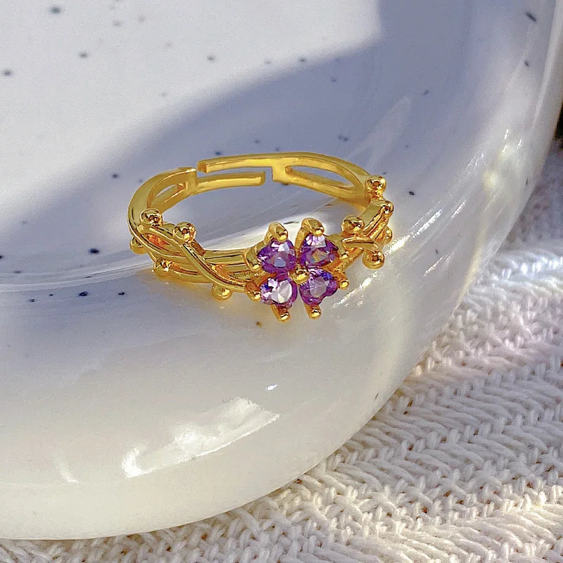 Violet Clover Ring
