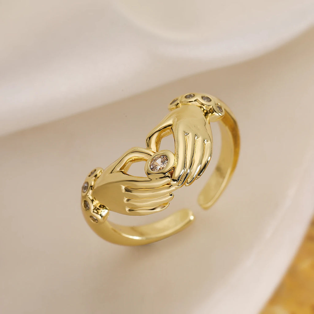 Unique Hand Heart Ring