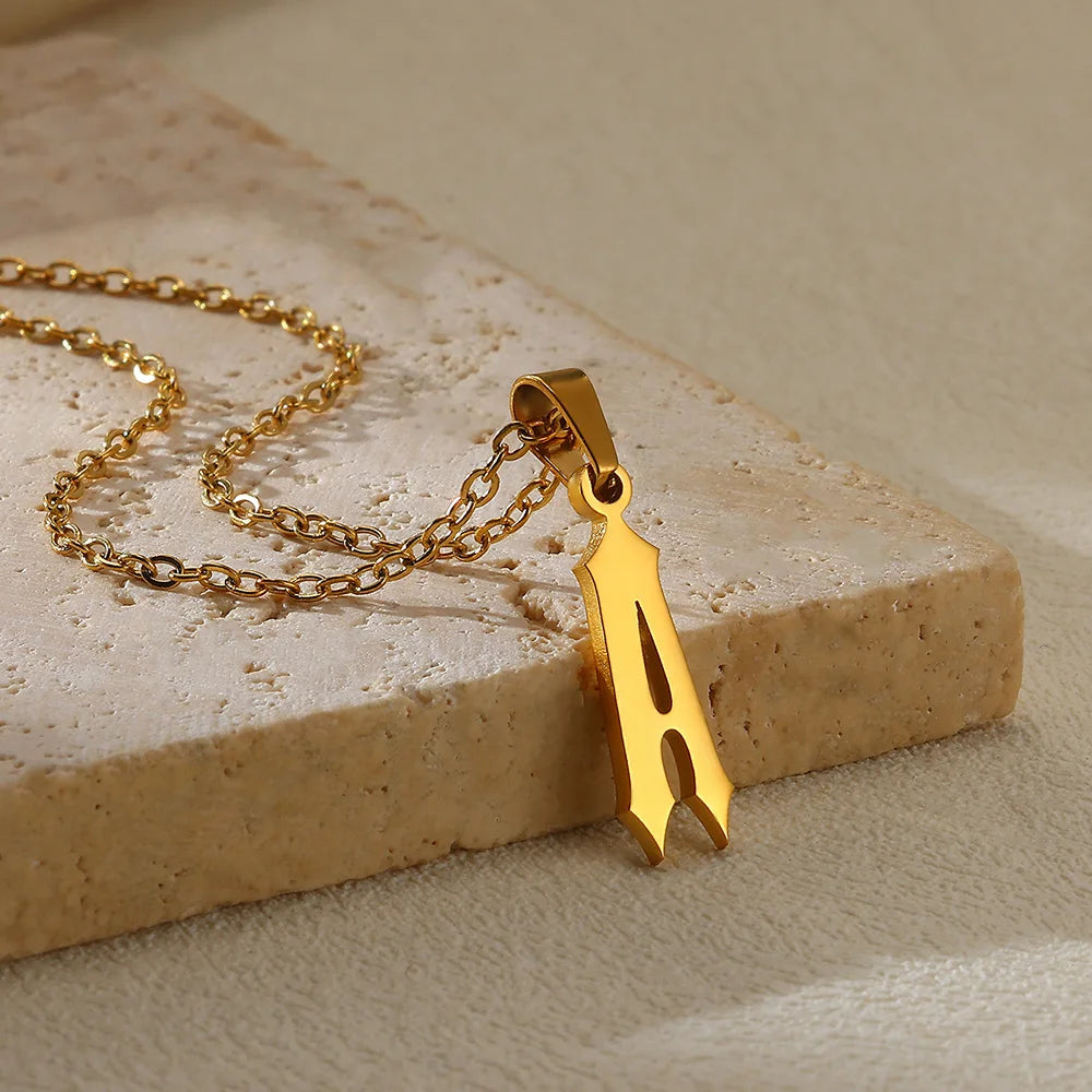 Old Gothic Initial Necklace