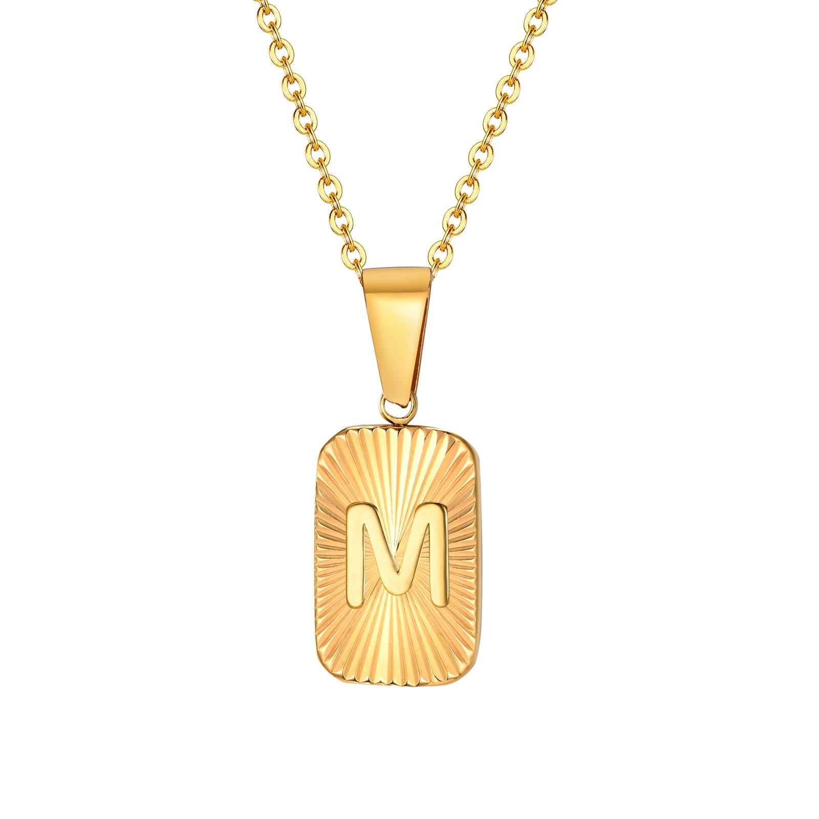 18k Square Ray Initial Necklace