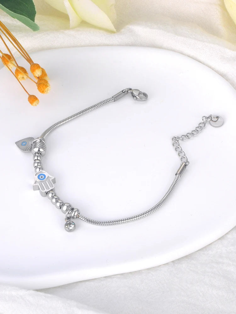 Evil Eye Cable Charm Bracelet