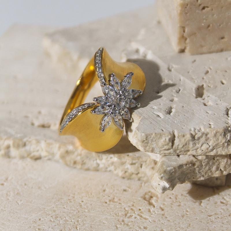 Brushed Crystal  Butterfly Ring