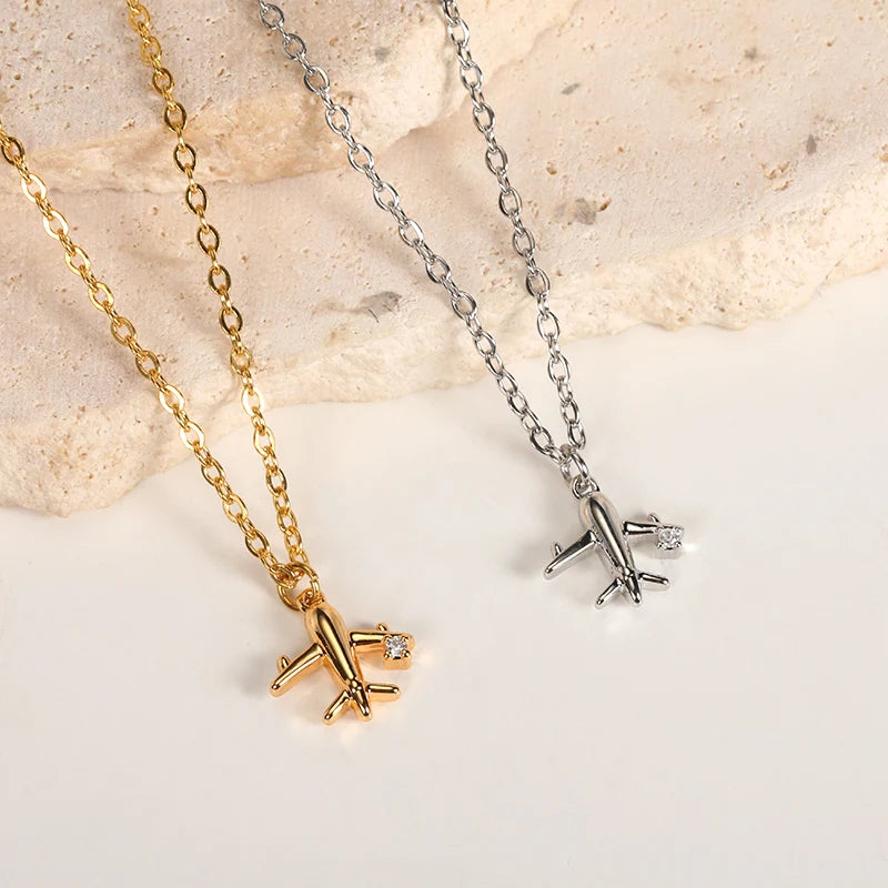 Dainty Travel Airplane Necklace