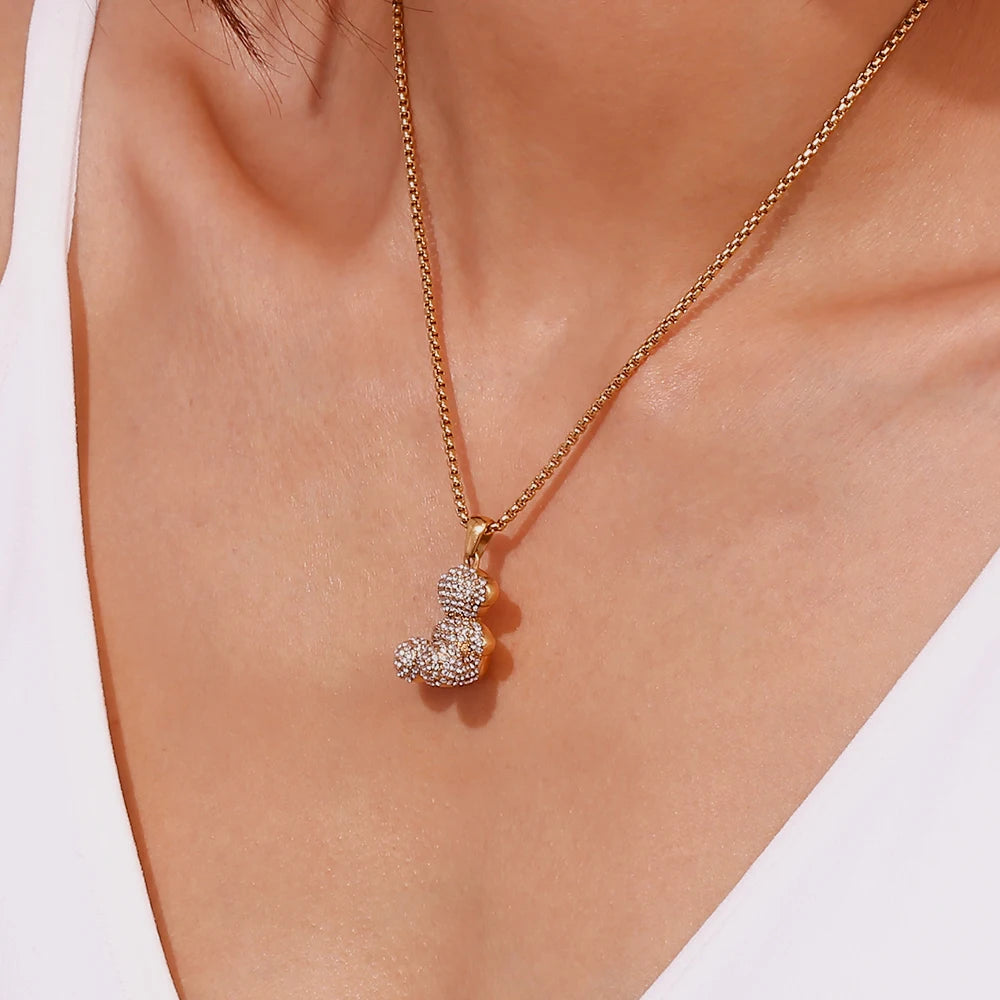 18k Crystal Sitting Bear Necklace