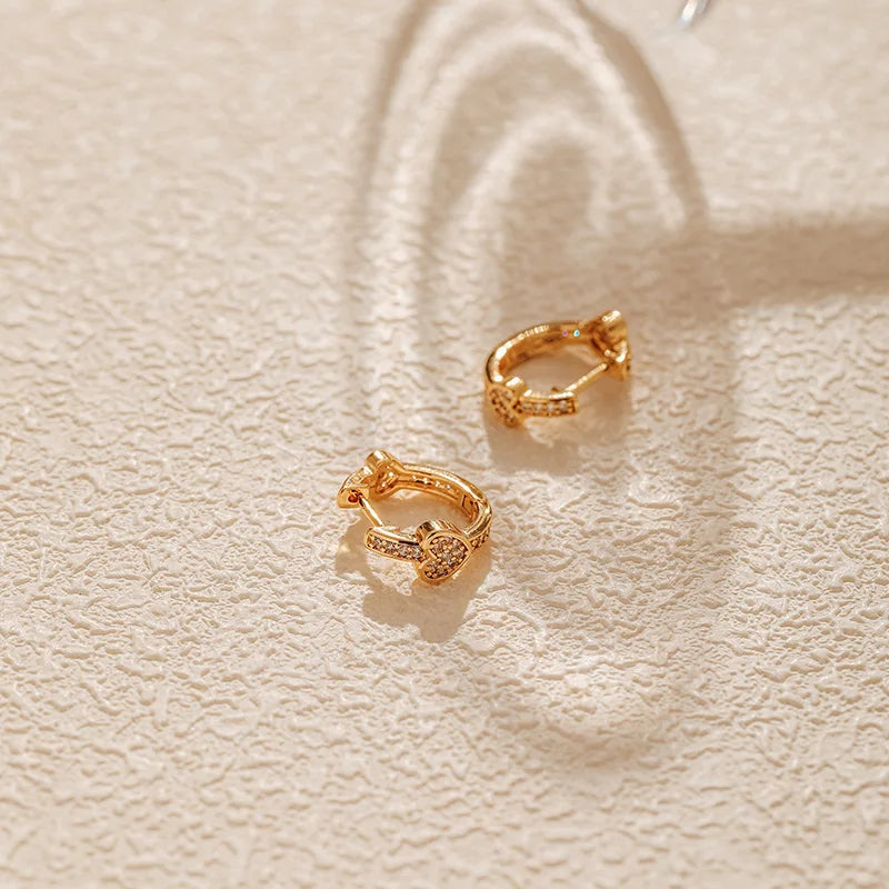 18k Inlaid Heart Earrings