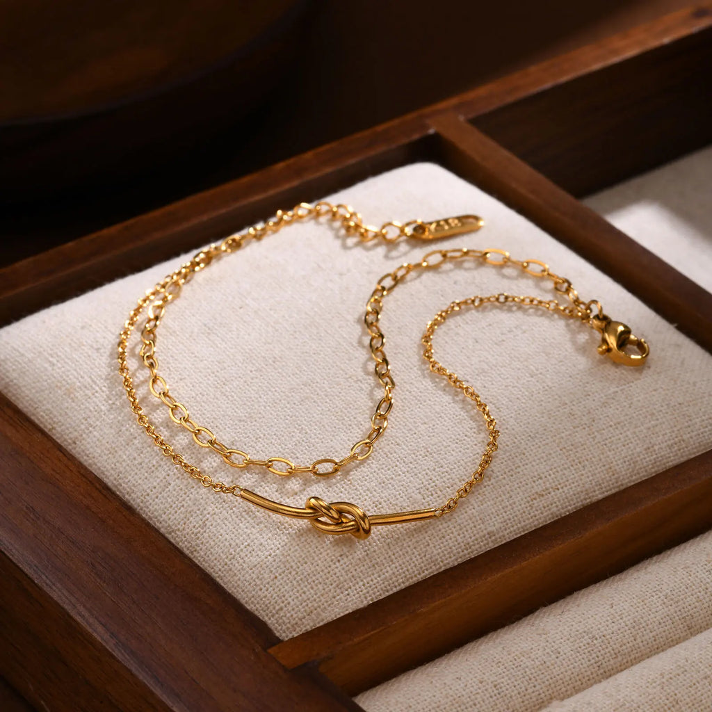 18k Double Layer Knot Bracelet