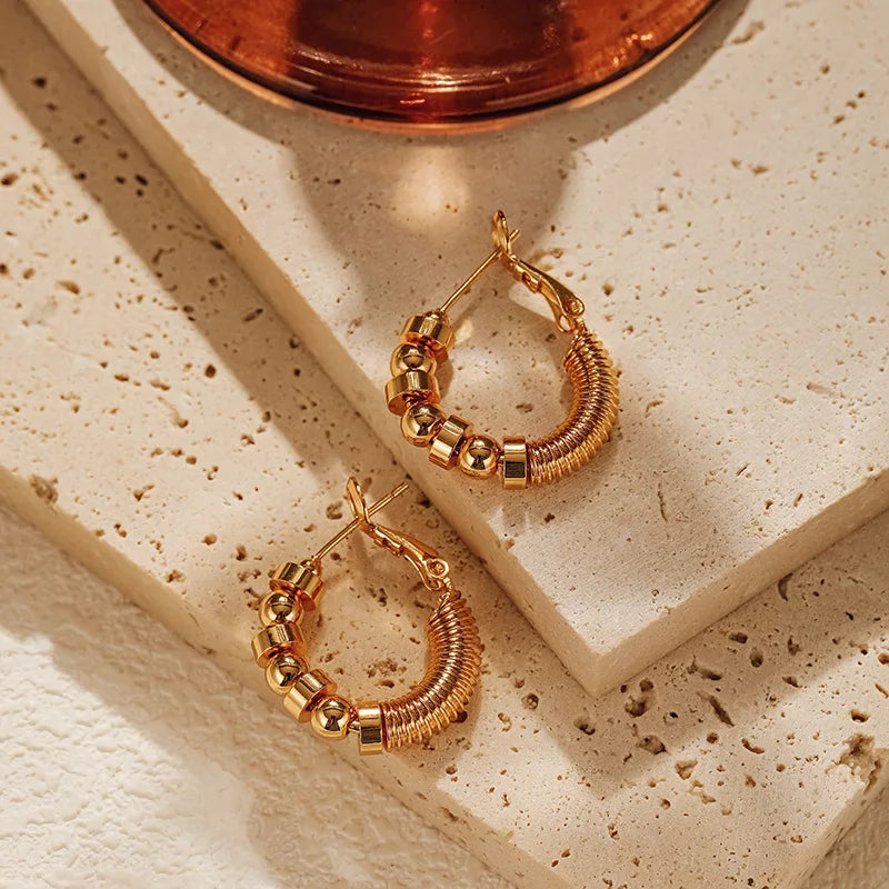 18k Textured Bead Earrings