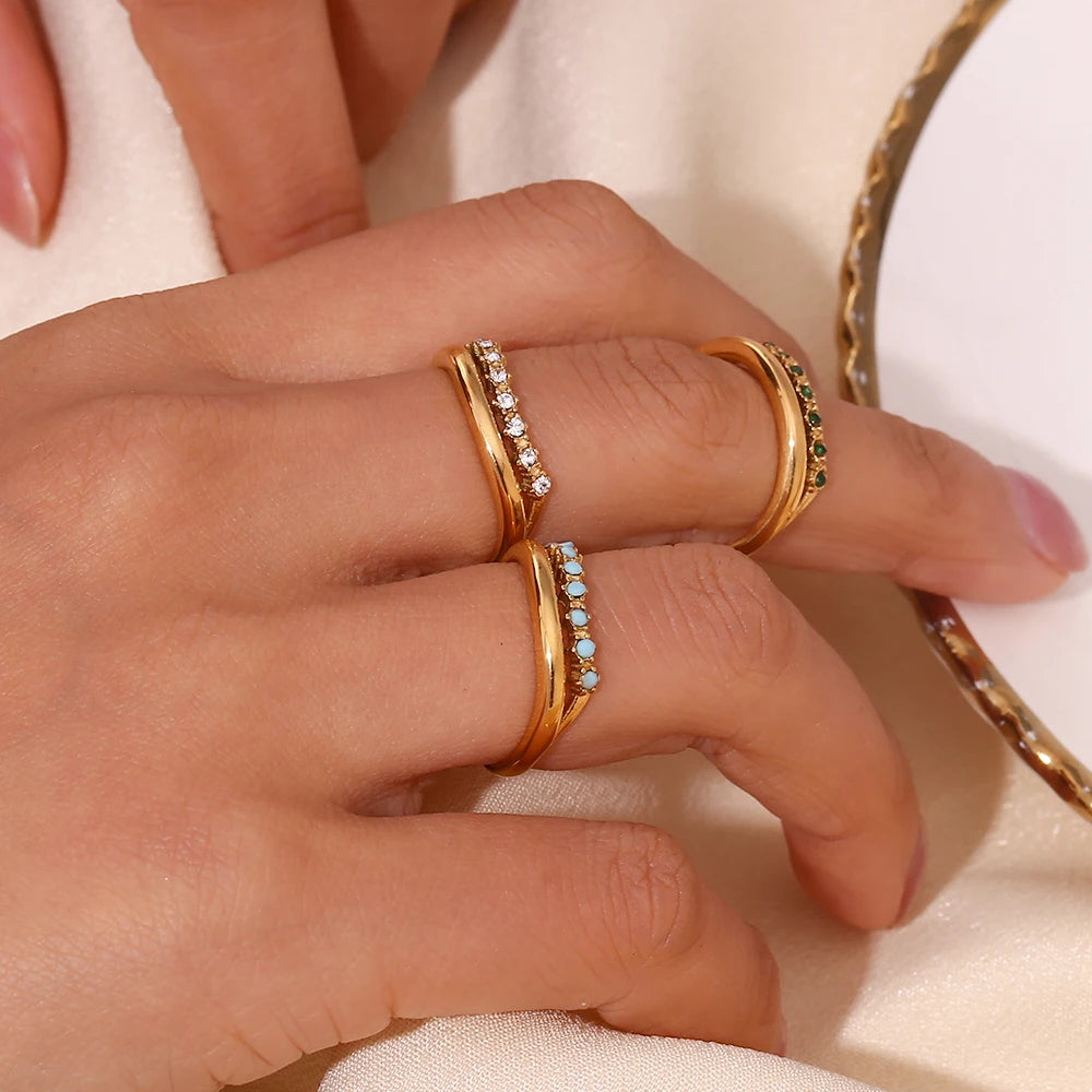 18k Dual Layer Paved Ring