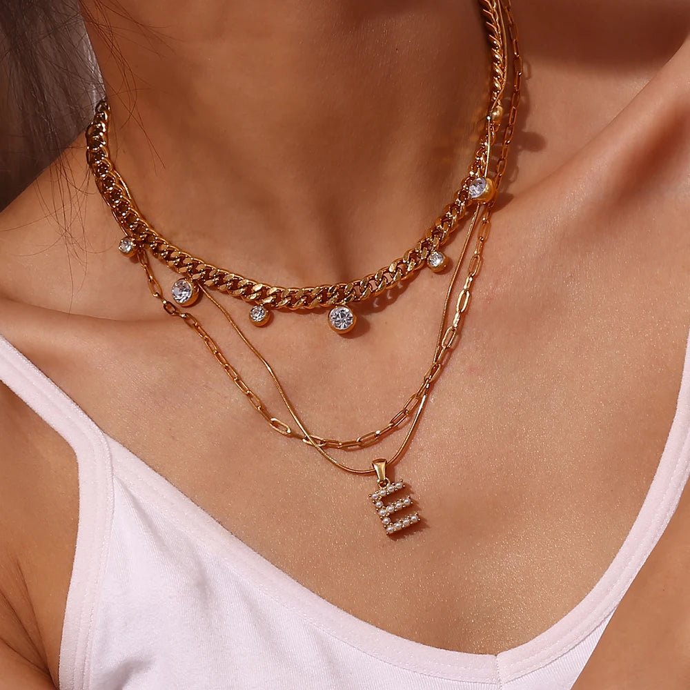 18k Pearl Initial Snake Chain