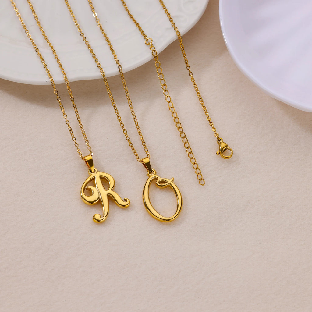 18k Cursive Initial Necklace
