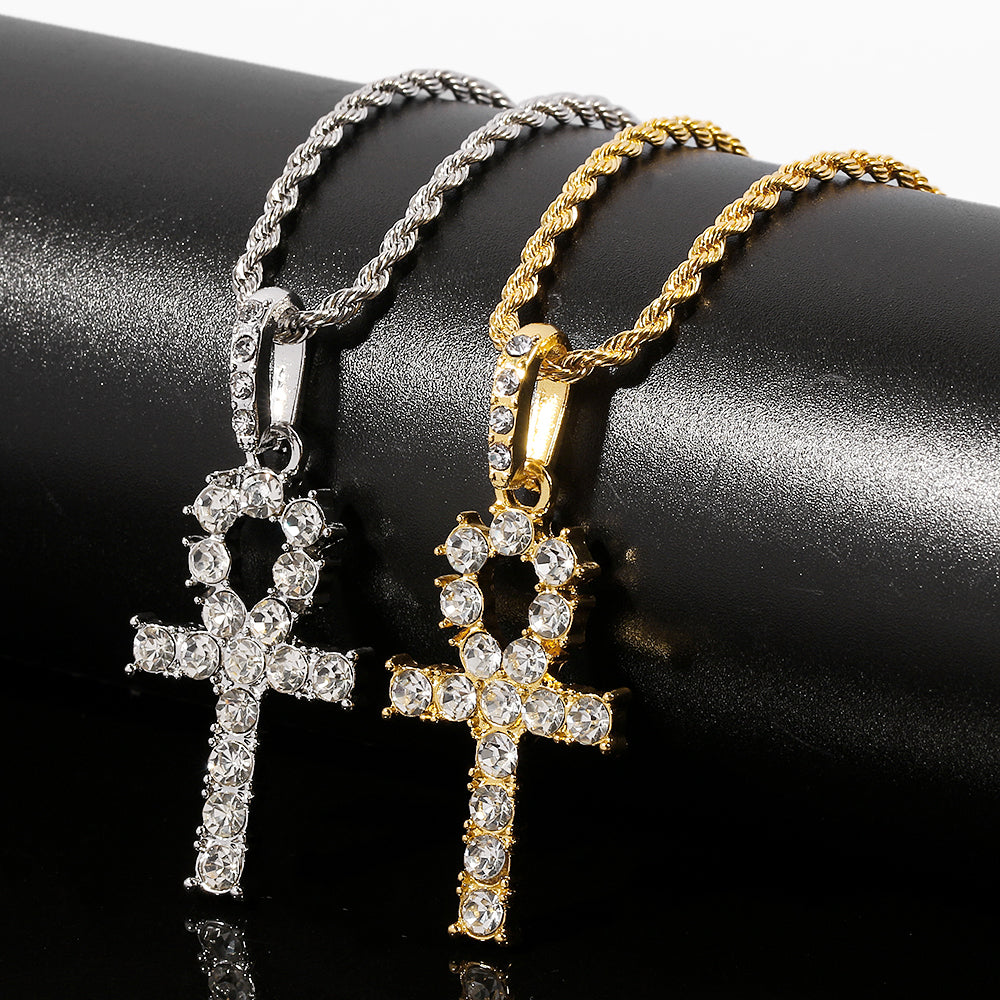 Iced Ankh Cross Necklace