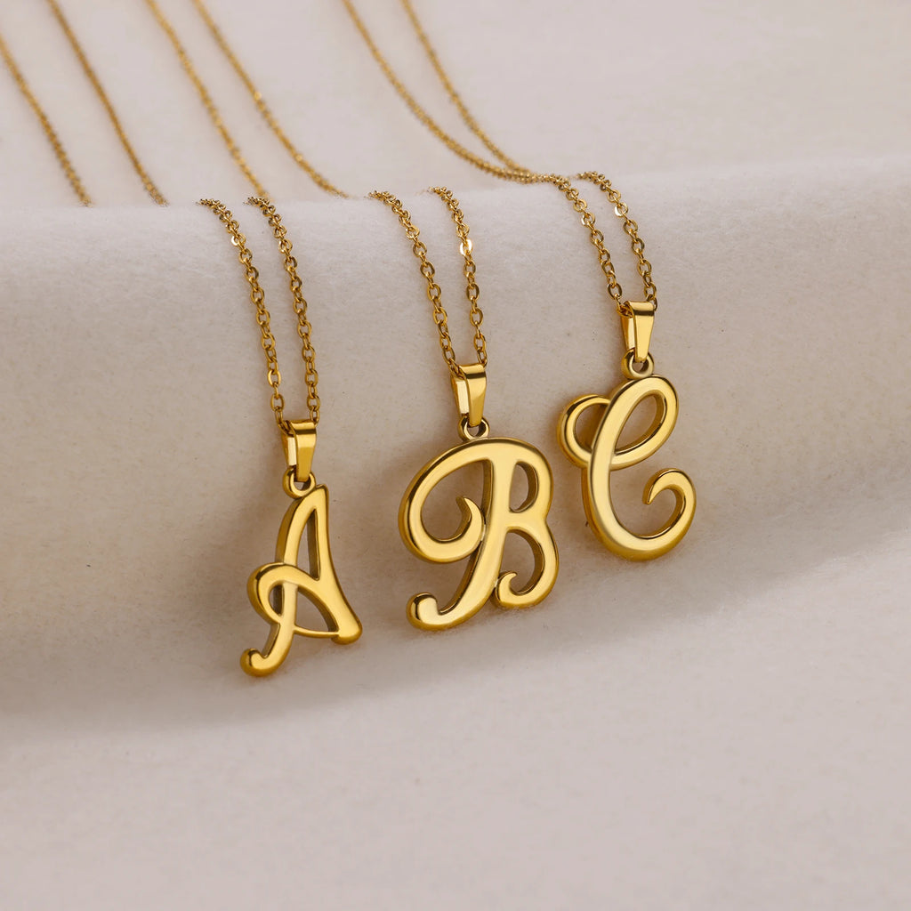 18k Cursive Initial Necklace