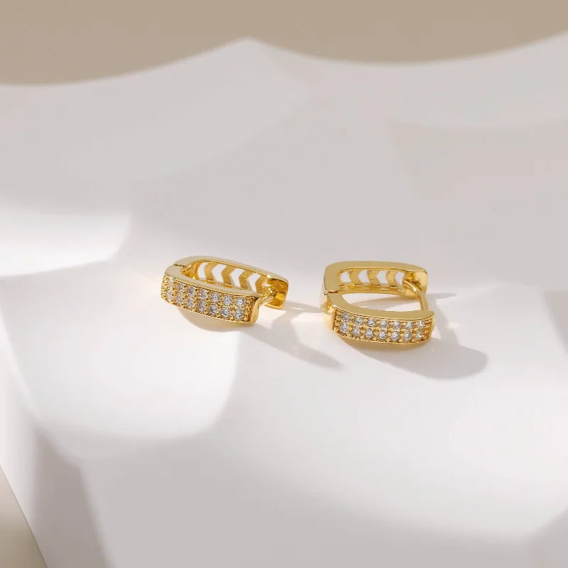 18k Sparkle Square Earrings