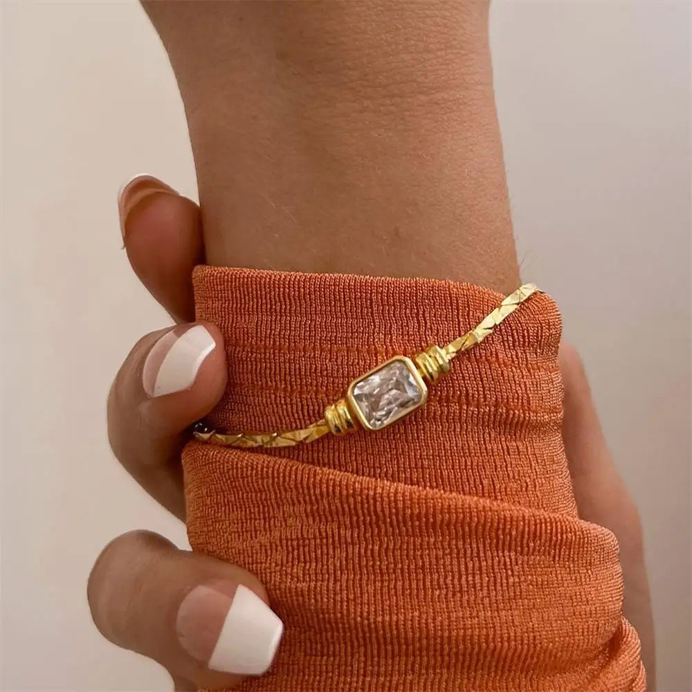 18k Square Gem Bangle