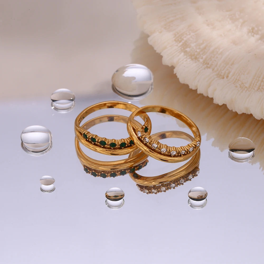 18k Dual Layer Paved Ring