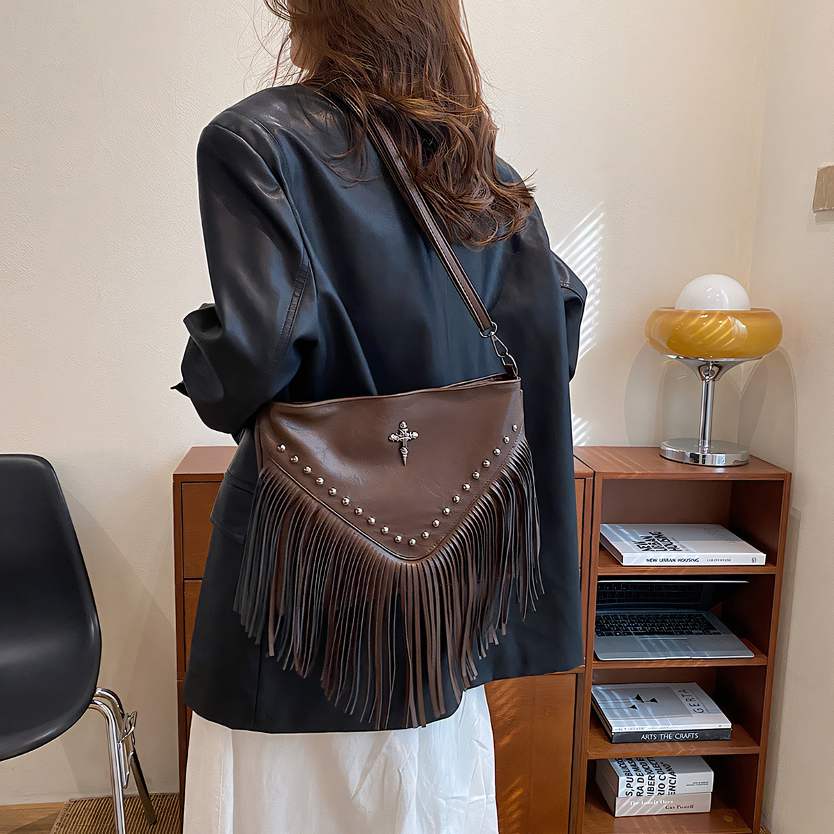 Western Cross Fringe Purse
