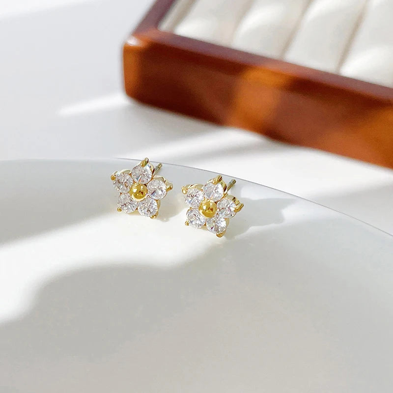 Dainty Crystal Flower Earrings