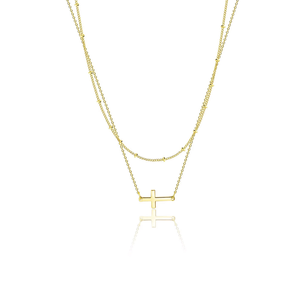 2PC 14k Dainty Cross Layering Necklaces