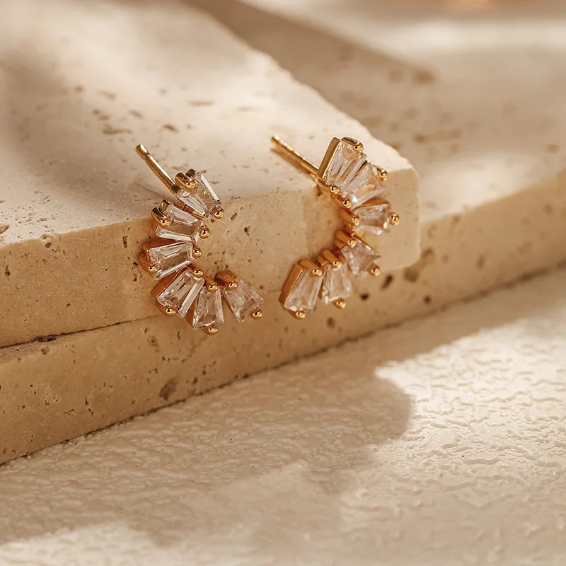 18k Semicircle Earrings