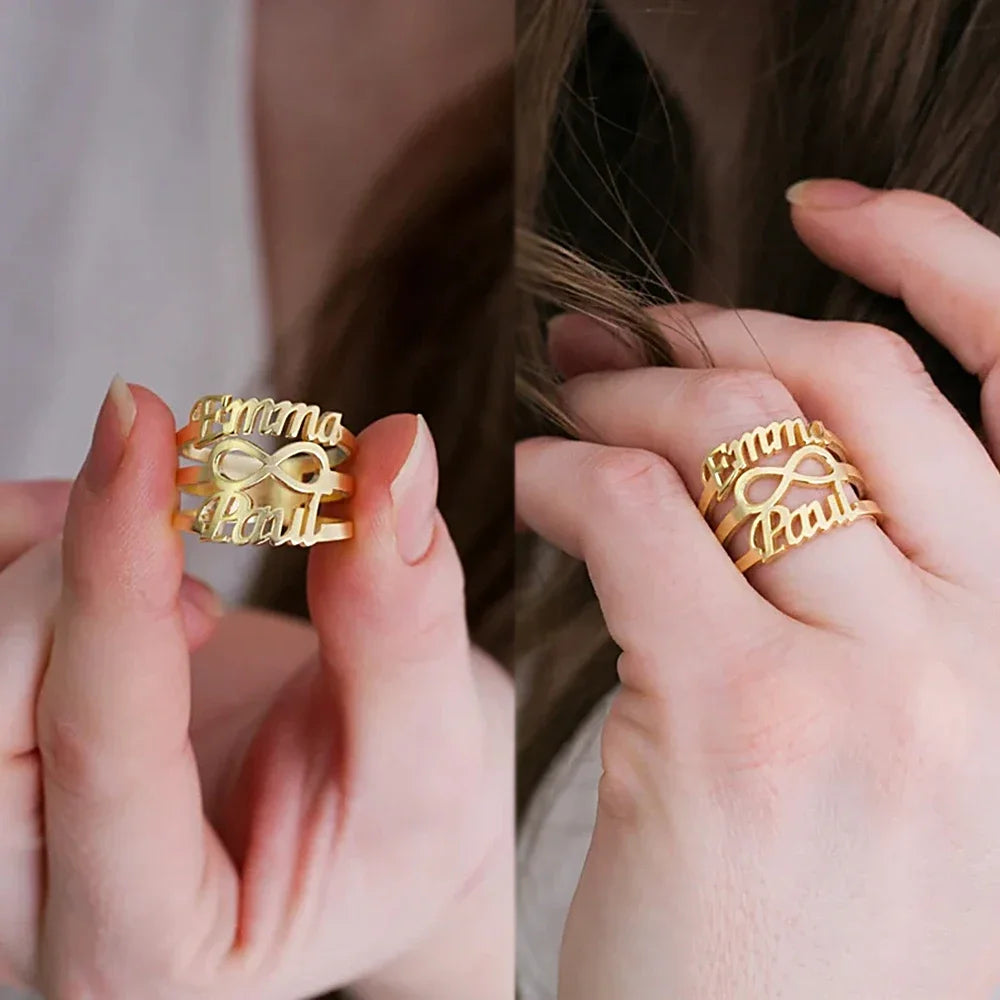 Custom Infinity Double Name Ring