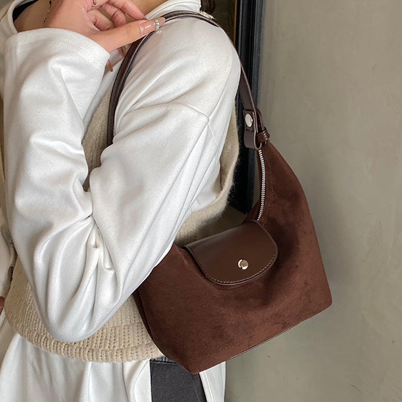 Suede Hobo Shoulder Bag