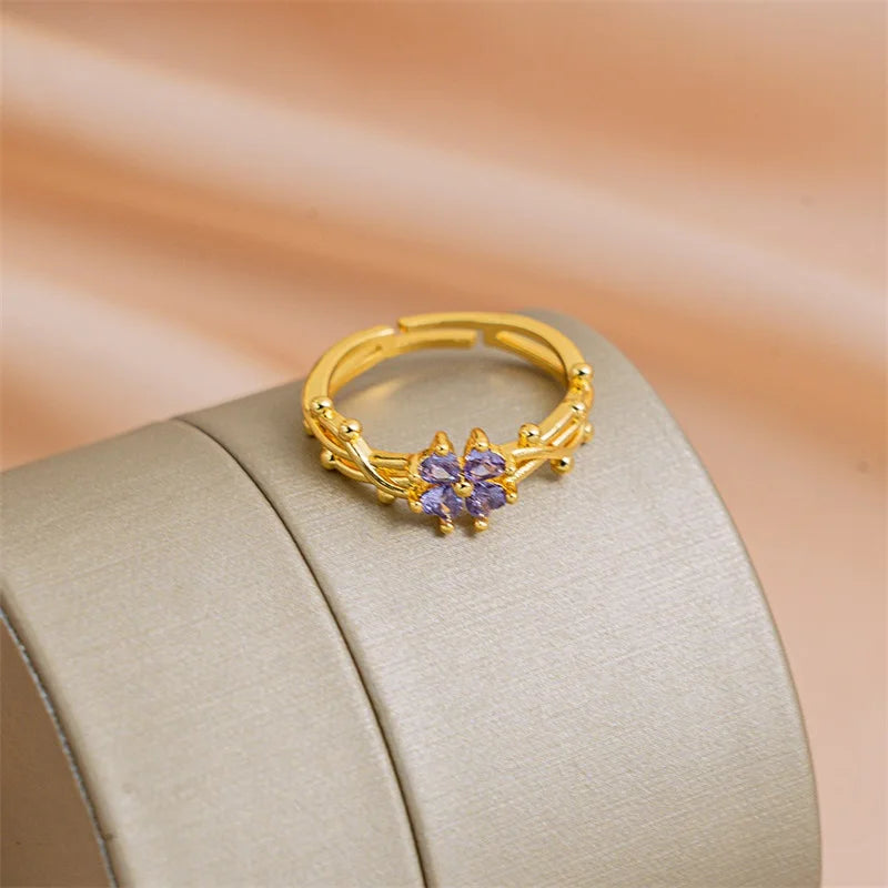 Violet Clover Ring