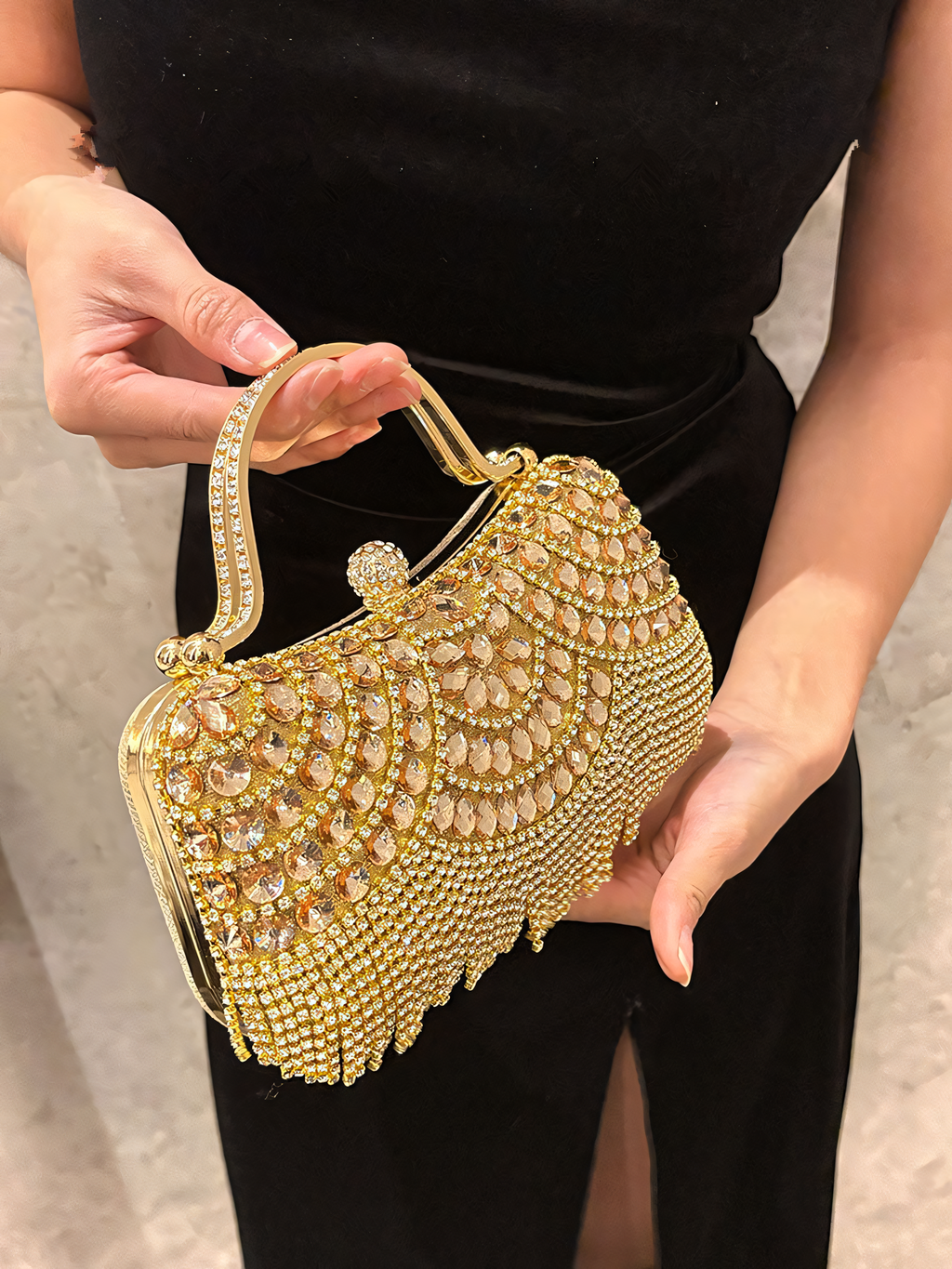 Crystal Tassel Evening Clutch Bag