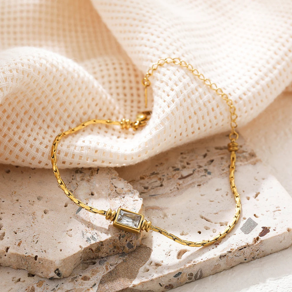18k Square Gem Bangle