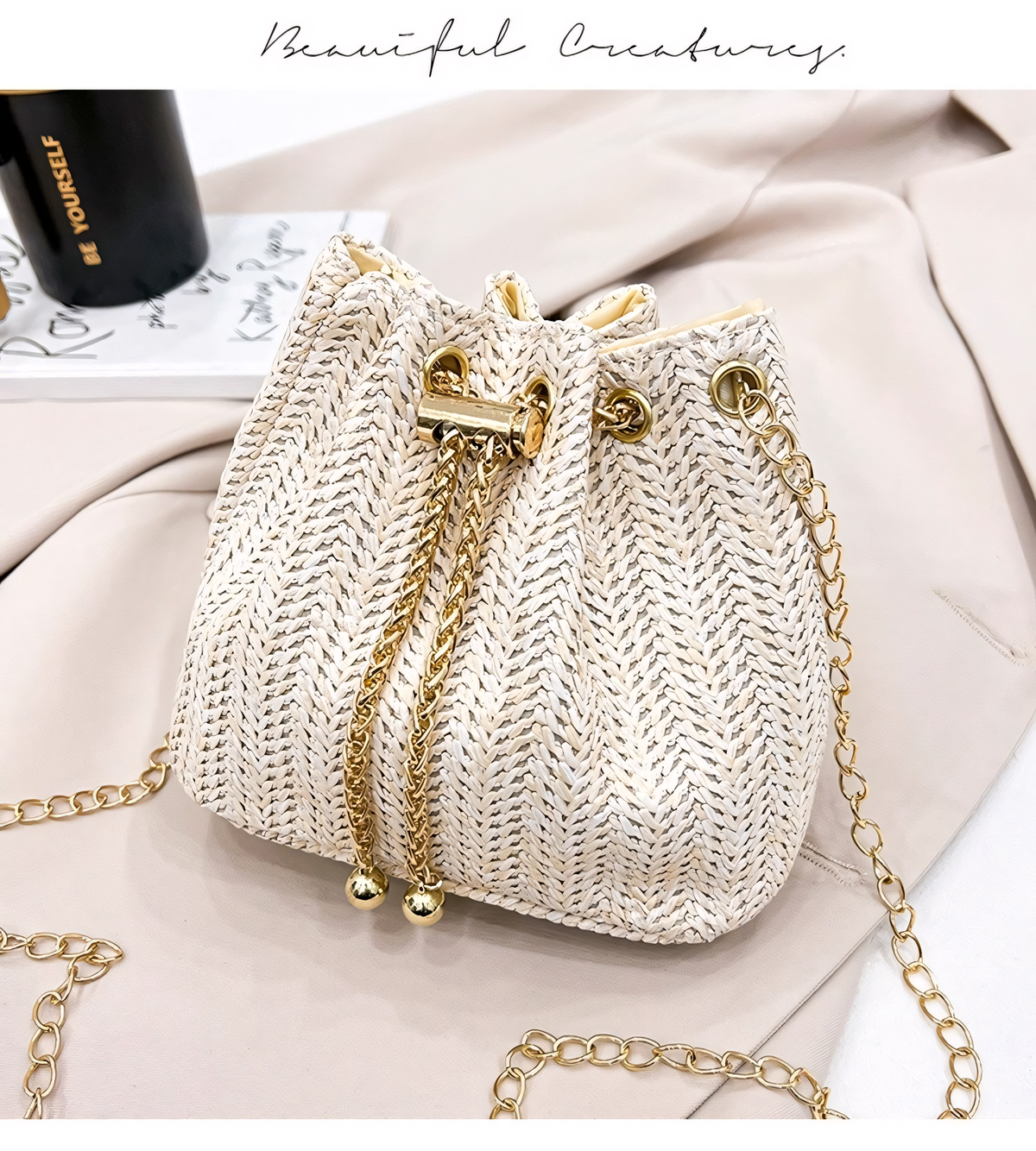 Chevron Weave Bucket Bag