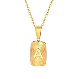 18k Square Ray Initial Necklace