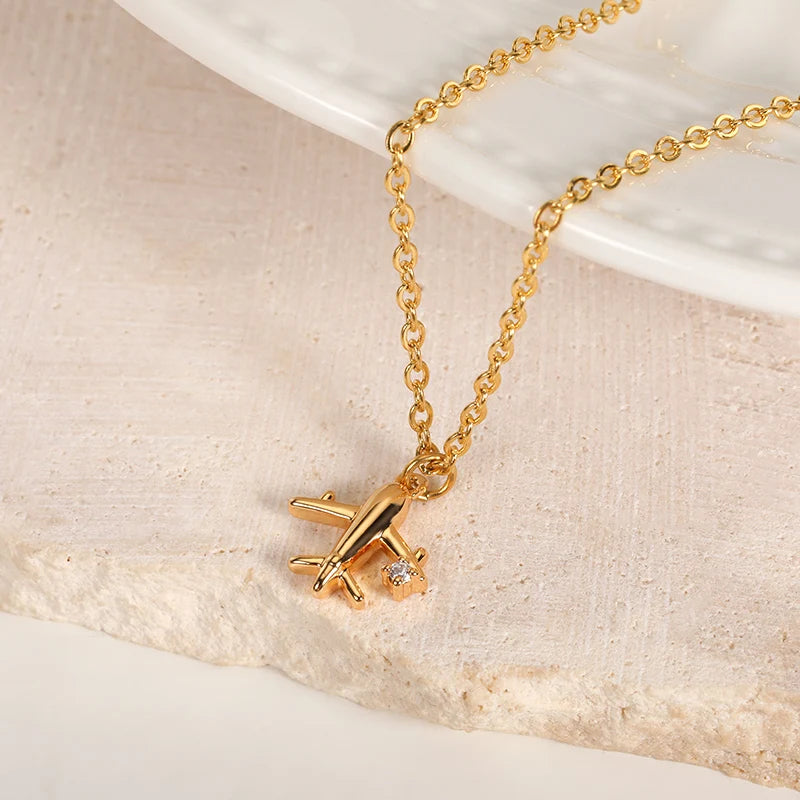 Dainty Travel Airplane Necklace