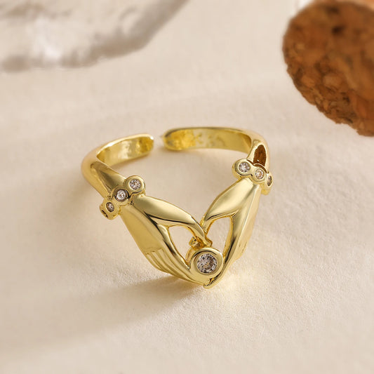 Unique Hand Heart Ring