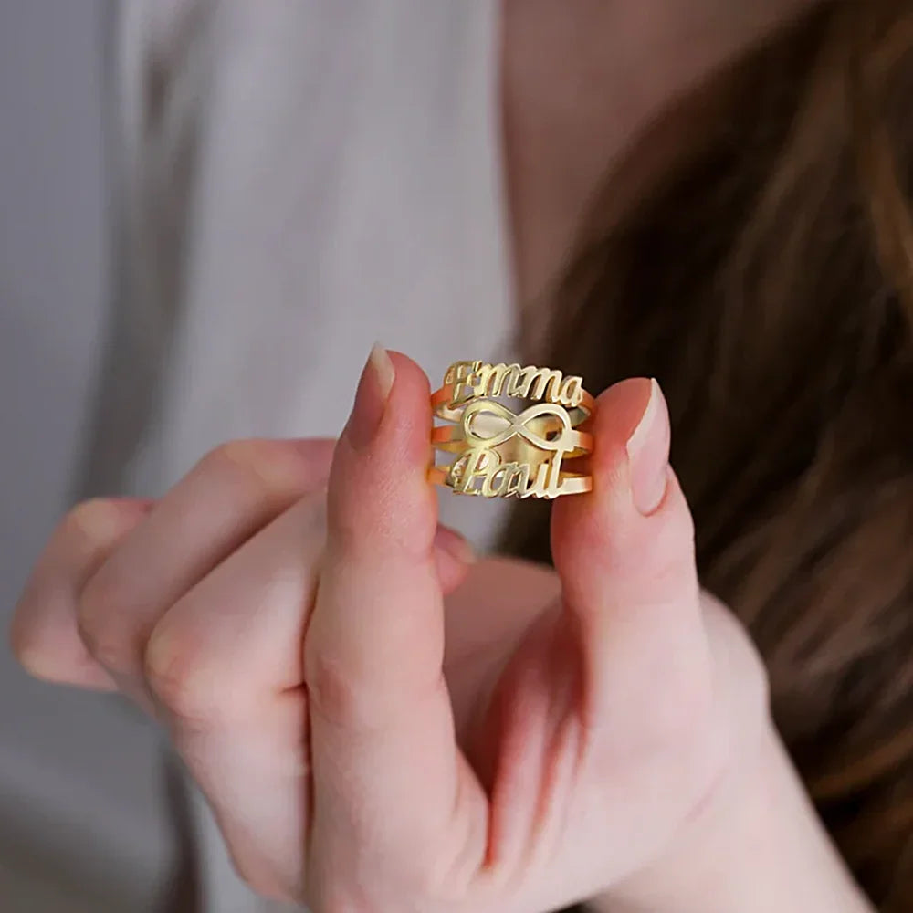 Custom Infinity Double Name Ring