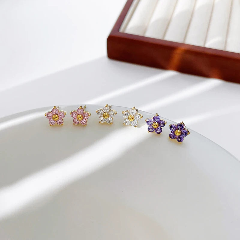 Dainty Crystal Flower Earrings