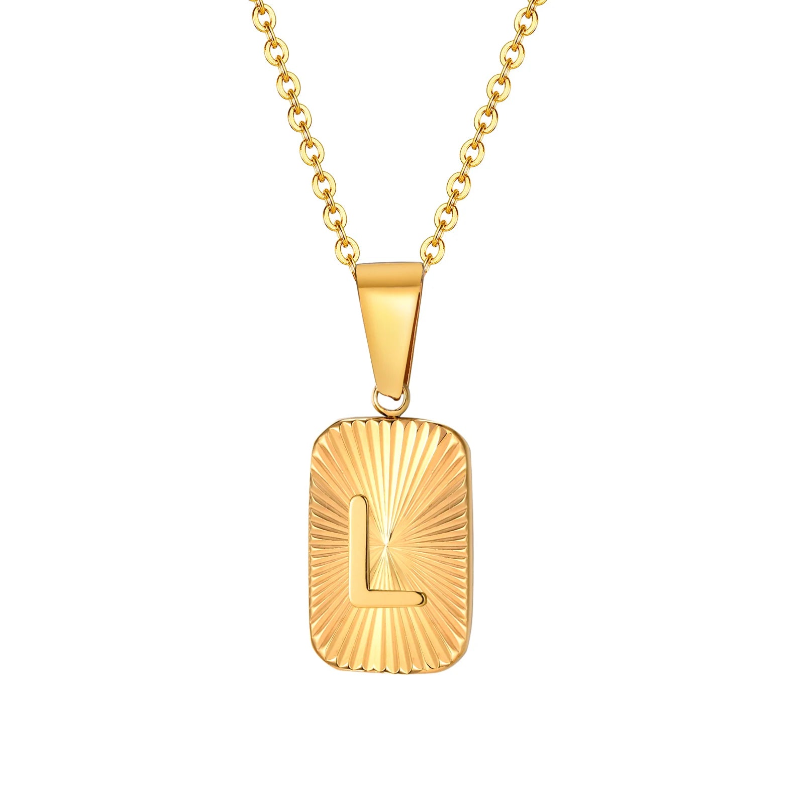 18k Square Ray Initial Necklace
